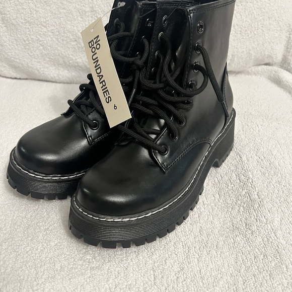 No Boundaries Shoes - No Boundaries Black Combat Boots for Women